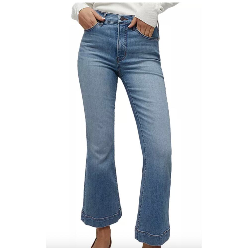 Veronica Beard Carson Ankle Flare High Rise Light Wash Size 28